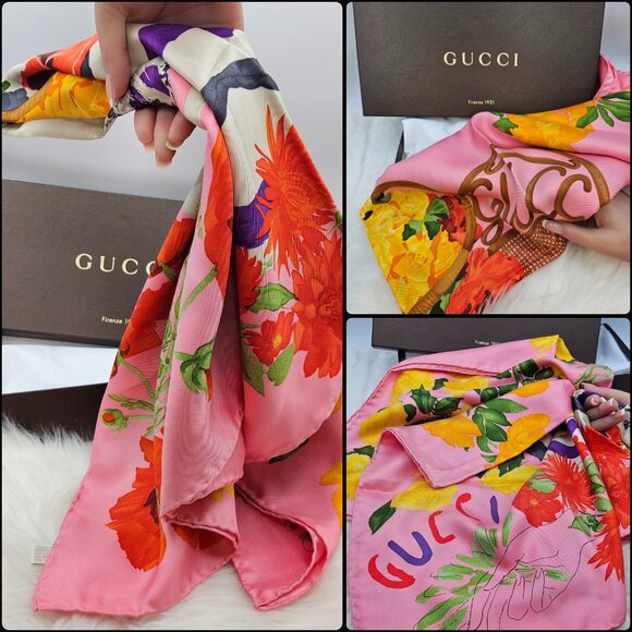 Gucci Exquisite Floral 33" Silk Scarf - Picture 16 of 17
